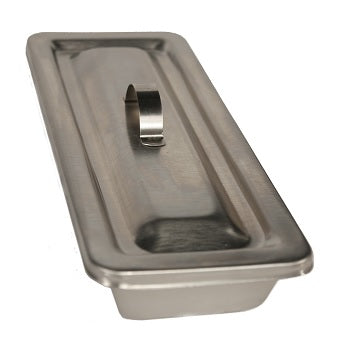 Charola budinera con tapa Beracah Medica, 21x7.6x3.8 cm, ideal para esterilización y almacenaje de instrumentos médicos.