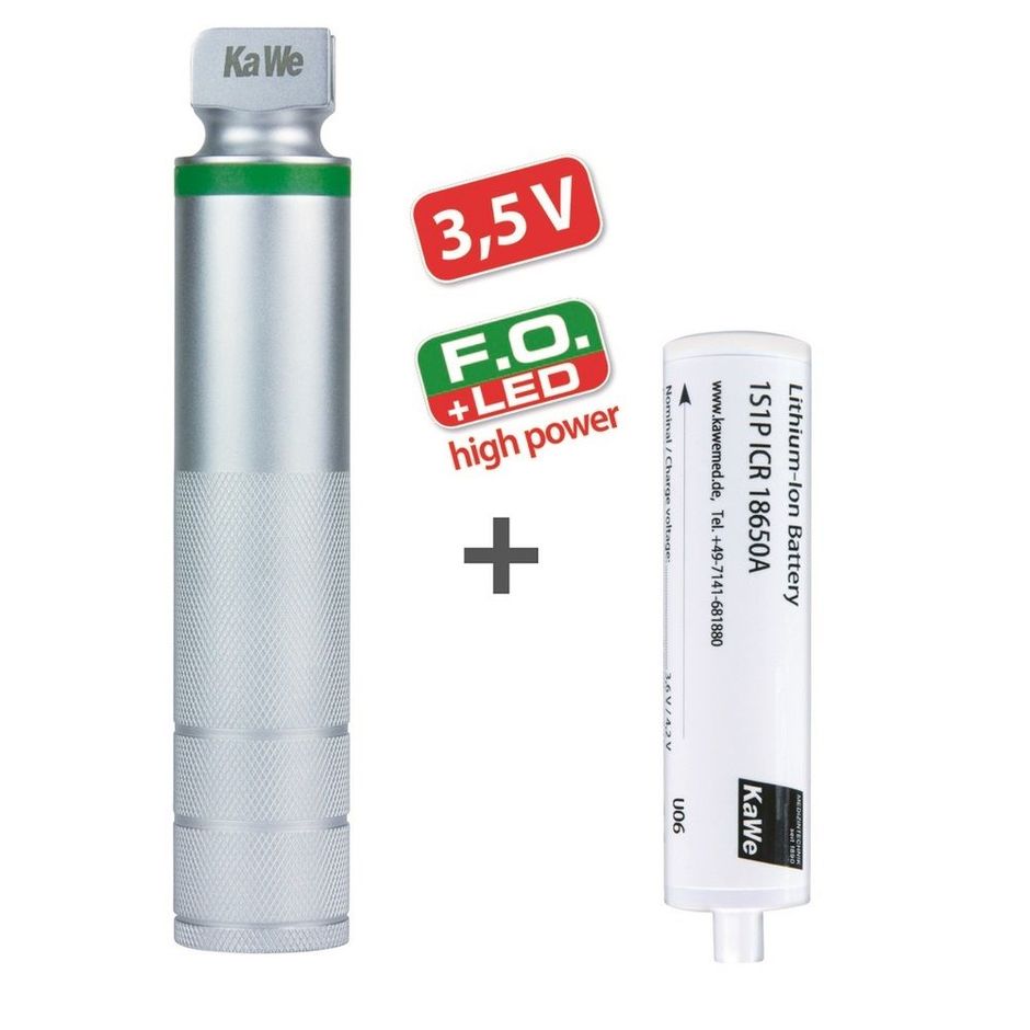 Mango mediano para laringoscopio F.O. de marca Beracah Medica con foco LED de alta potencia y pila de ion litio.