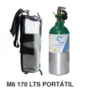 Equipo completo de oxígeno M6 Mod. 170L de Beracah Medica, incluye tanque y regulador en imagen.