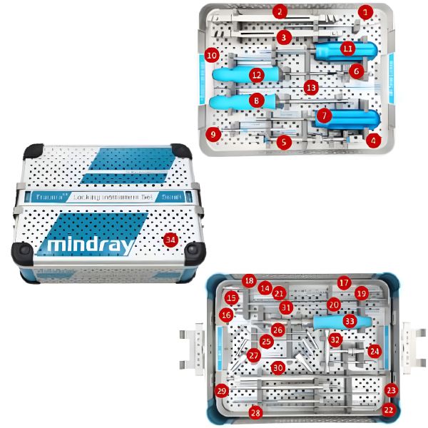 Conjunto de instrumentos de bloqueo pequeño Beracah Médica para placa VA 2.7 y sistema de fragmentos pequeños, juego de instrumental.