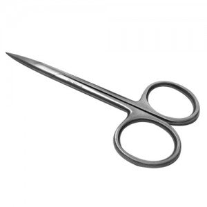 Tijeras de iris rectas de 12 cm de acero alemán premium, marca Beracah Médica, con hojas afiladas y mango ergonómico.