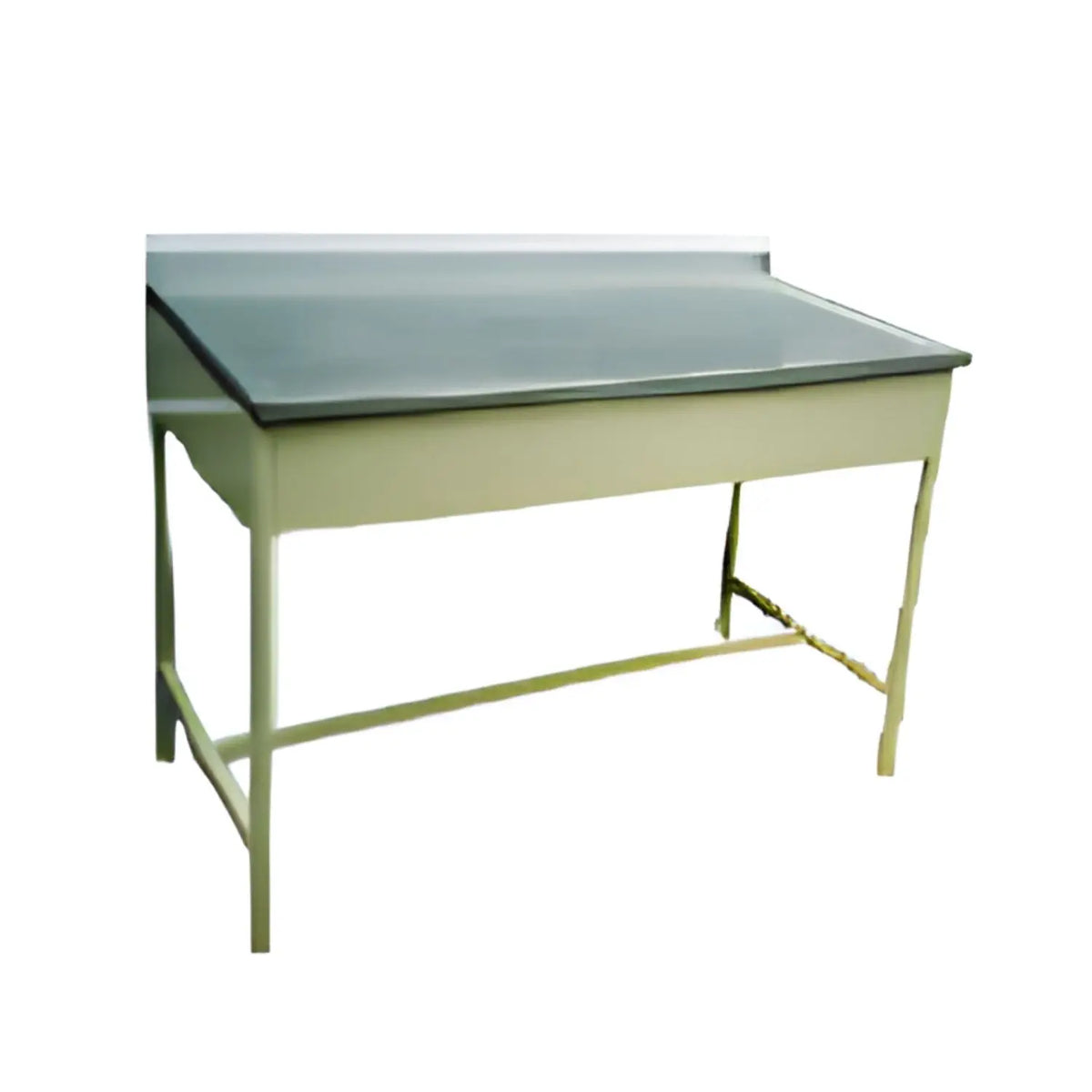Mesa alta MSI de 90cm con respaldo, diseñada por Beracah Medica, con superficie rectangular y respaldo ergonómico.