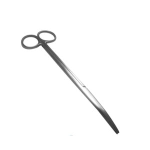 Tijera Metzenbaum curva de 18 cm de acero alemán premium de la marca Beracah Medica, con hoja curva y mango ergonómico.