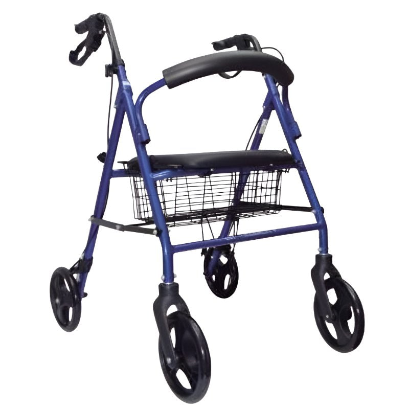 Andadera rollator de aluminio con canastilla, ideal para apoyo y movilidad, de la marca Beracah Medica