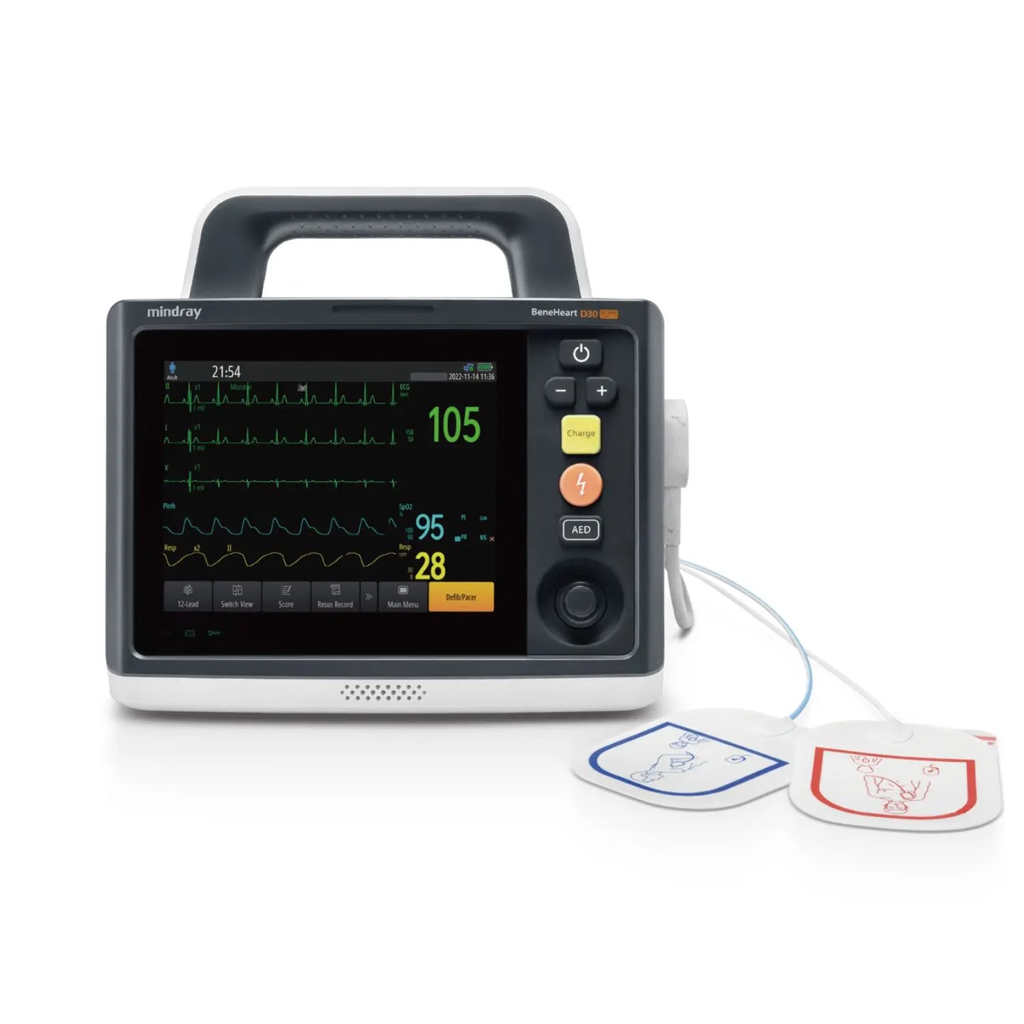 Desfibrilador monitor adulto-pediátrico BeneHeart D30 con ECG, SPO2 y PANI