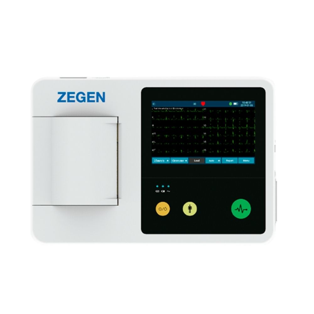 Electrocardiografo de 3 canales Beracah Medica ZGN-30-PRO con pantalla táctil de 5 pulgadas, equipo médico para monitoreo cardíaco.