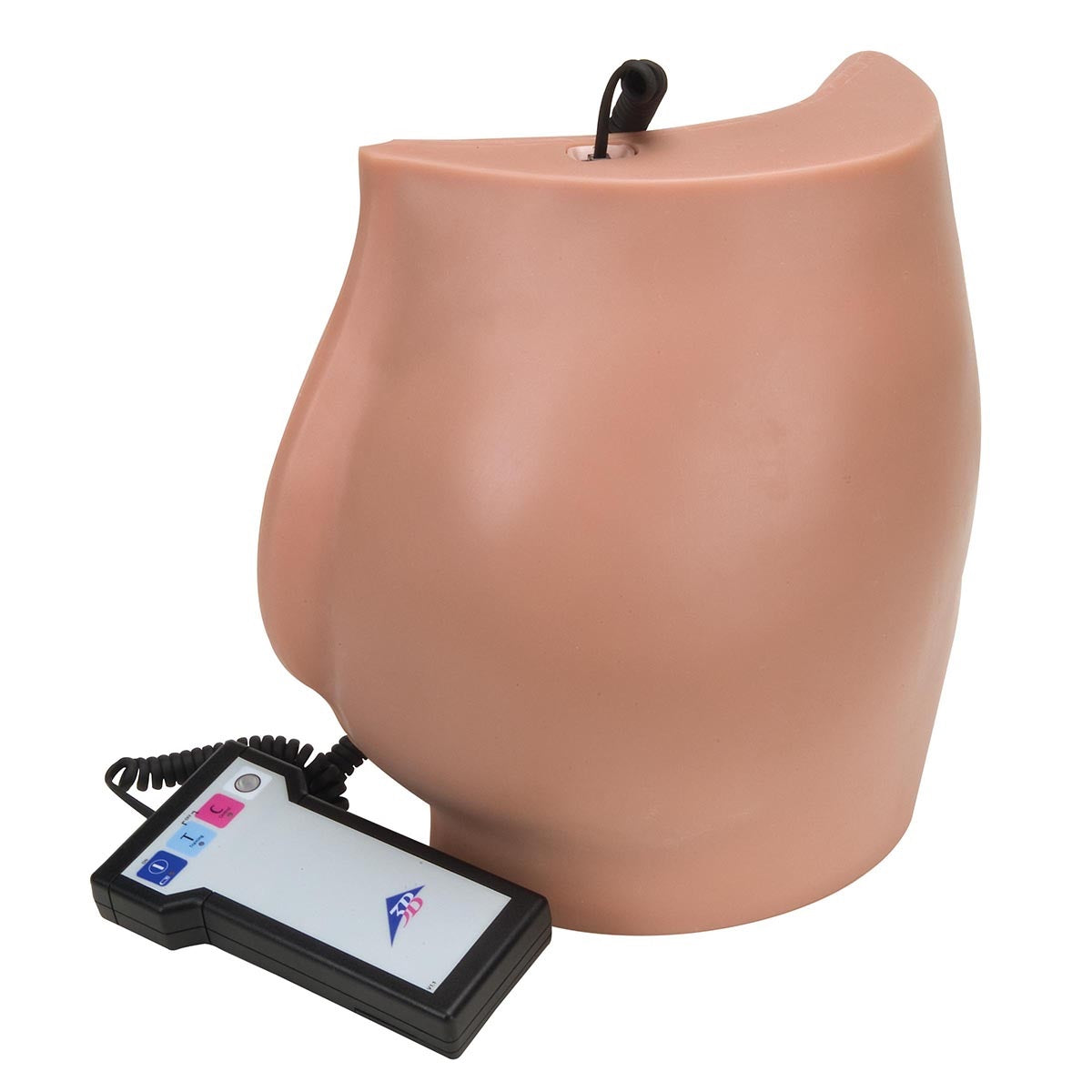 Simulador de inyección para los glúteos de Beracah Medica, herramienta de entrenamiento para prácticas médicas.