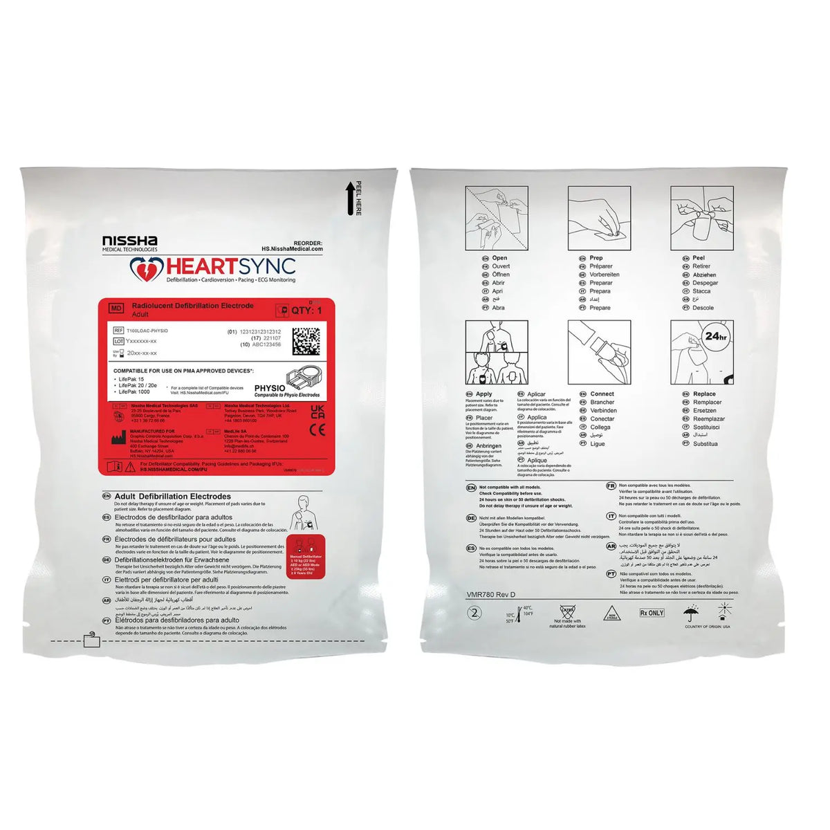 Electrodo para desfibrilador pediátrico y adulto Beracah Medica para Physio Control, peso superior a 10 kg, en empaque con cables