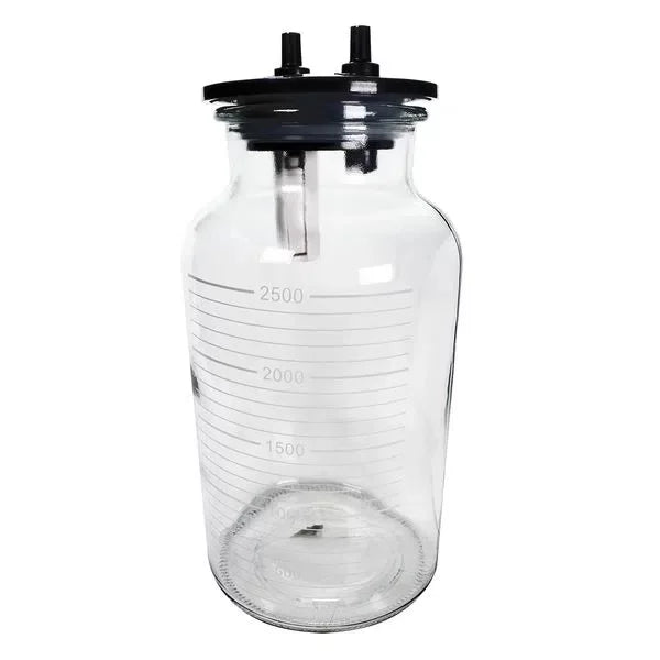 Frasco para aspirador quirúrgico de 2500 ml de Beracah Médica, con tapa para equipos de succión, en material transparente
