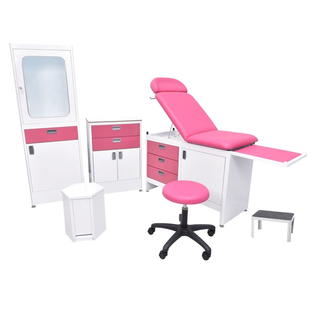 Conjunto de consultorio Classic Plus de 6 piezas de MSI de Beracah Medica, con equipo médico y accesorios para consulta.