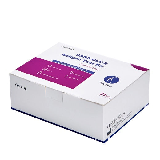 Prueba rápida nasal COVID-19 Ag Kit de Antígeno Coloidal Gold de Beracah Medica, 25 piezas, muestra hisopo y kit de prueba.