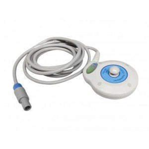 Transductor plano para cardiotocógrafo Beracah Medica BFM-700, accesorio para monitoreo fetal y cardiotocografía.