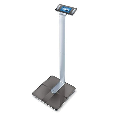 Báscula de columna Beracah Medica BF1000 con 8 electrodos y conectividad Bluetooth para control de peso preciso.