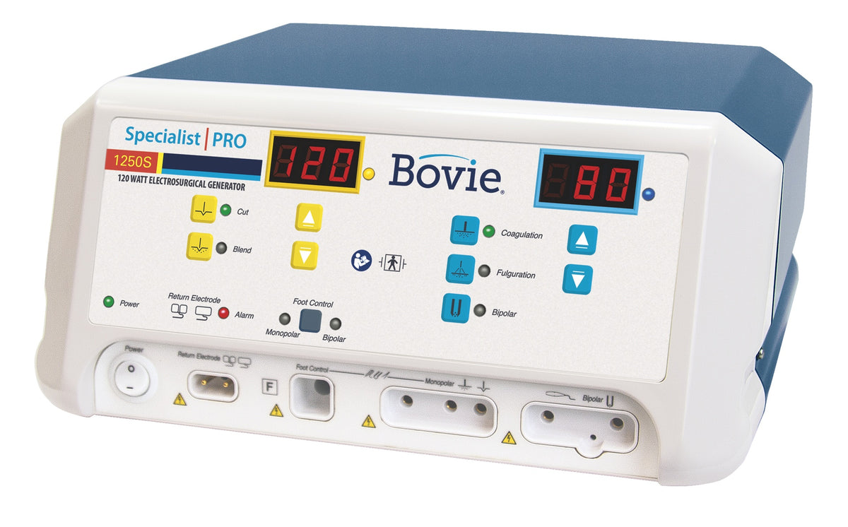 Electrobisturi de alta frecuencia veterinario Beracah Medica modelo A1250S-V, equipo veterinario con controles y cable conectado.