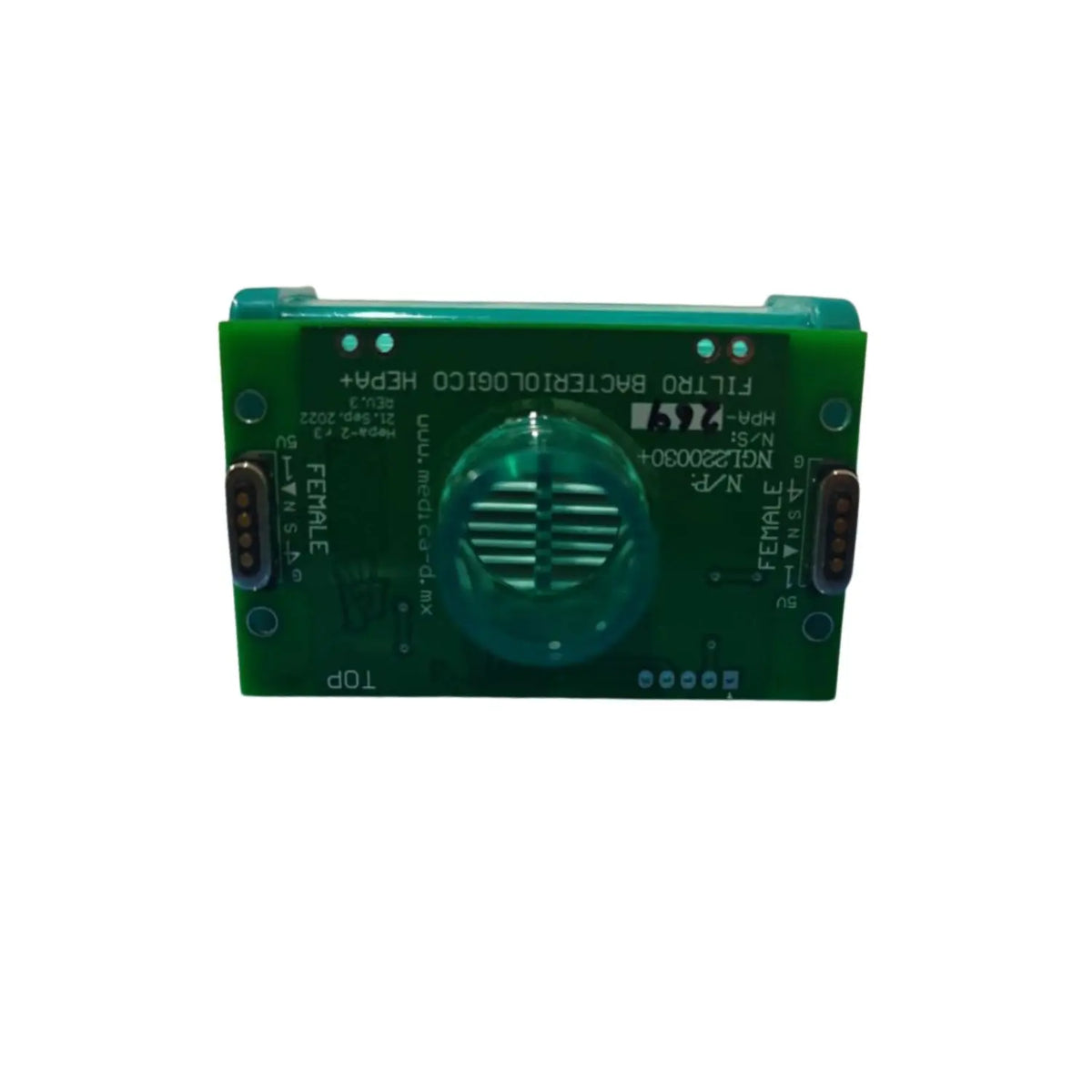 Filtro de bacterias reutilizable verde PCB para ventilador Smart, sensor de flujo de alta precisión de la marca Beracah Médica.