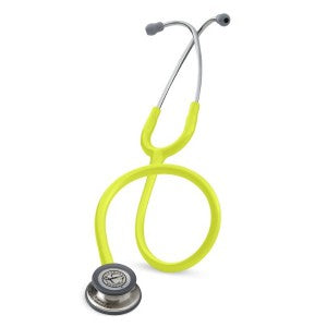 Estetoscopio Littmann Classic III adulto con doble campana, color lima, de la marca Beracah Medica, mostrando las piezas y diadema