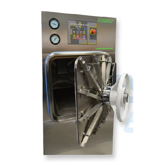 Autoclave rectangular de vapor autogenerado Beracah Medica, 110 litros, 40x40x66 cm, puerta deslizable para esterilización.