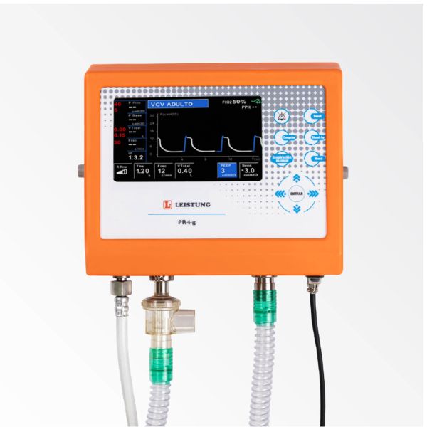 Ventilador de traslado Beracah Medica modelo PR4 para adultos, pediátricos y neonatales con asas para transporte.