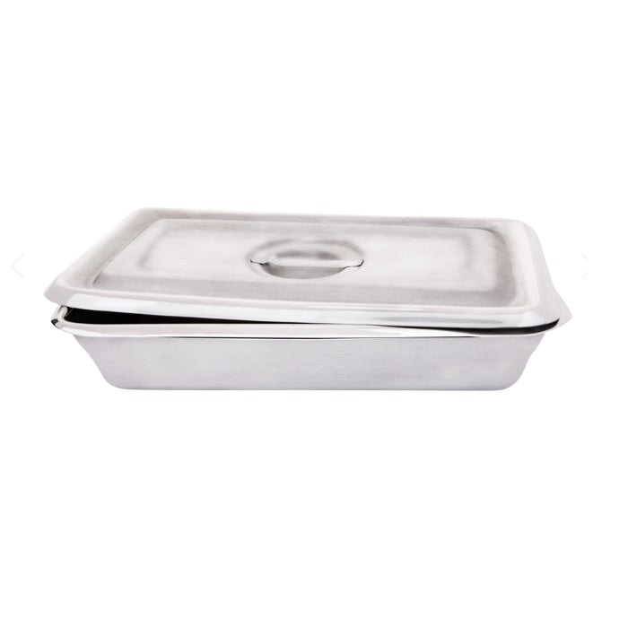 Charola Para Instrumental 31.2x19.5x5.5 cm cal. 22 con tapa capacidad 1.500 lts