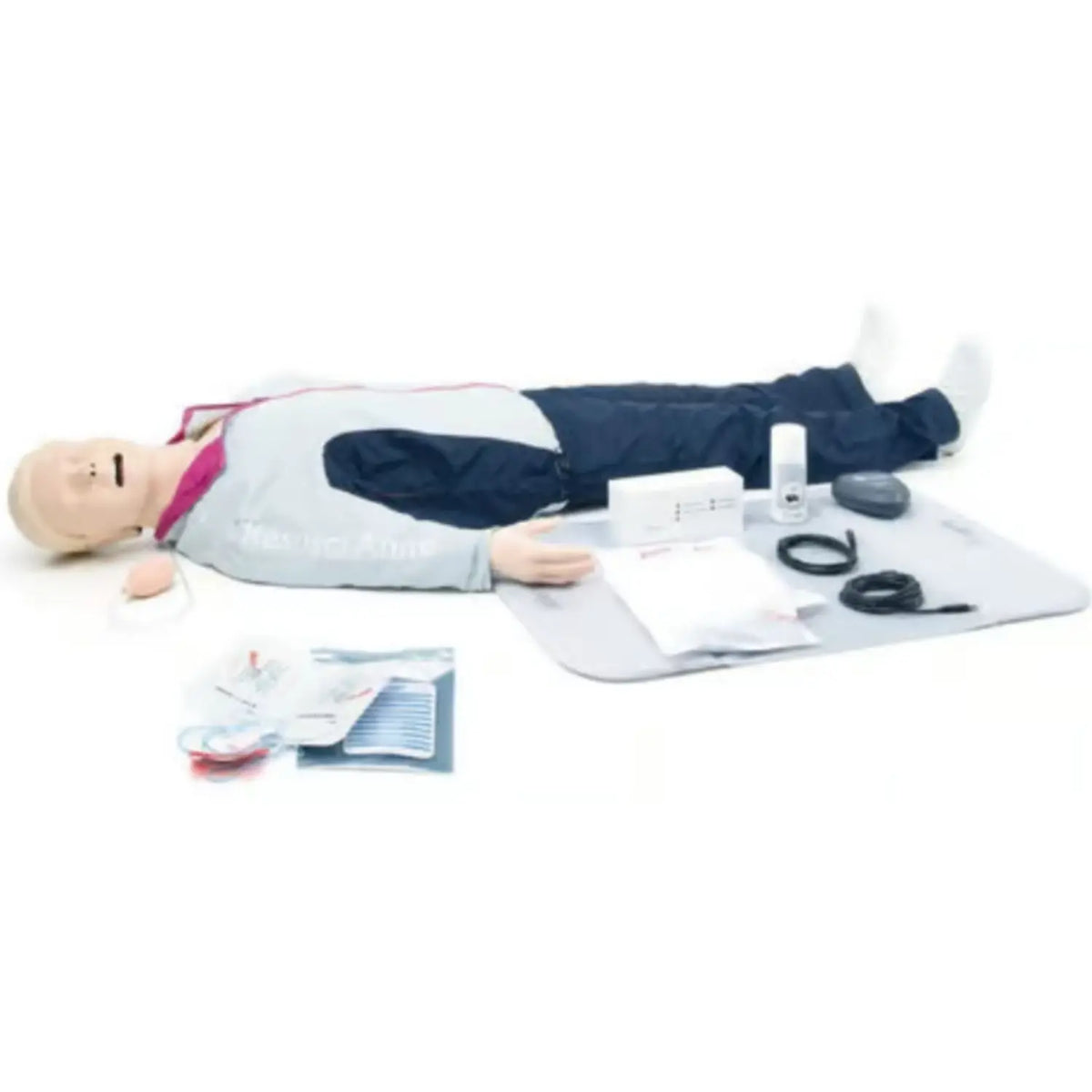 Cabeza de vía aérea del maniquí Resusci Anne QCPR AED de Beracah Medica para entrenamiento de RCP, cuerpo completo y detalles anatómicos