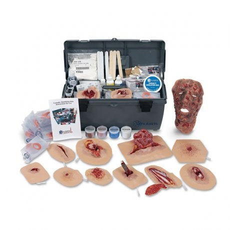 Kit de simulación para heridas por trauma Moulage Xtreme 2 de Beracah Medica, simuladores de entrenamiento con heridas realistas.