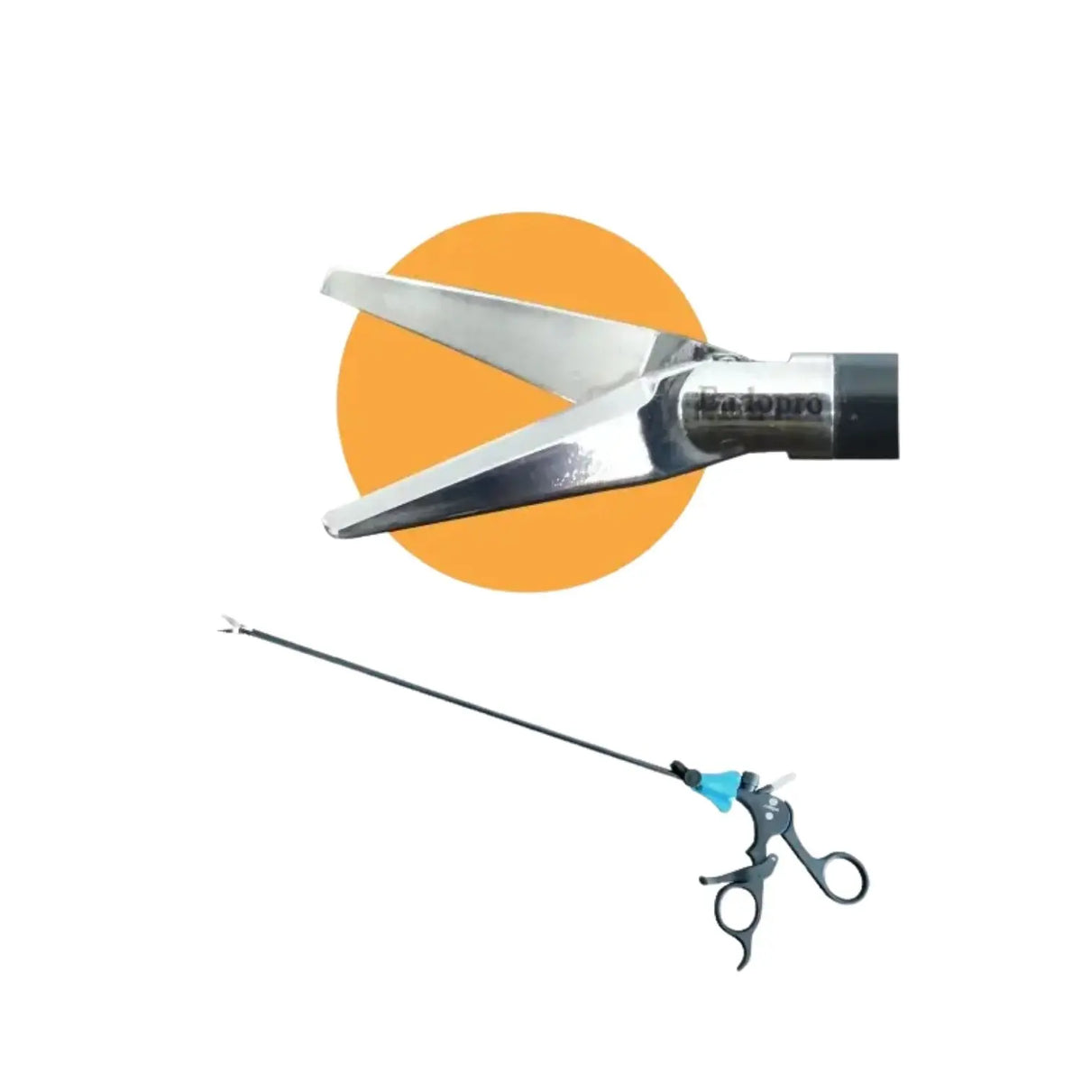 Tijeras Metzenbaum curvas de 5 mm reutilizables de la marca Beracah Medica, con hojas afiladas y mango ergonómico.