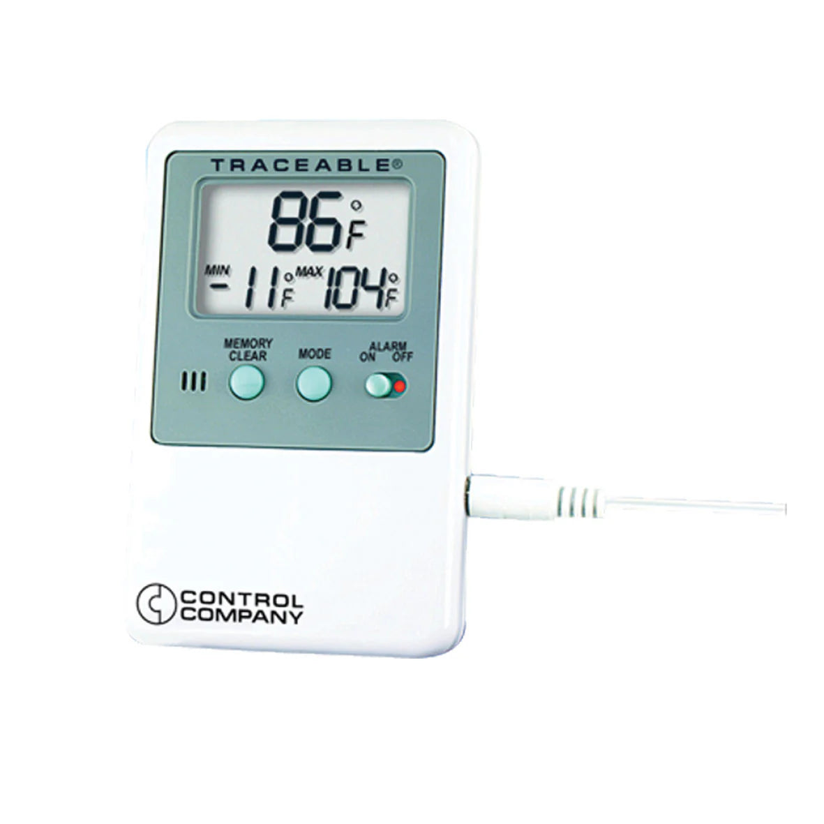 Termómetro digital Beracah Medica modelo 4048CC con pantalla y memoria trazable, ideal para monitoreo de temperatura.