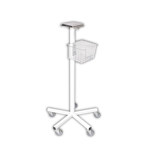 Soporte móvil de pedestal para monitor de signos vitales MSI de Beracah Medica, con brazo ajustable y base estable.