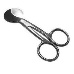 Tijeras umbilicales de 11 cm de la marca Beracah Medica, con filo afilado y mango ergonómico para uso médico.
