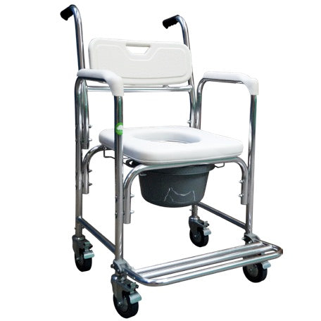 Banco de ducha Beracah Médica de aluminio, cómodo y resistente, con altura fija de 19 pulgadas para seguridad y confort.