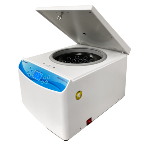 Centrífuga digital de mesa Beracah Medica Centrificient II con rotor fijo para tubos de 24 x 15 ml, pantalla digital y controles.