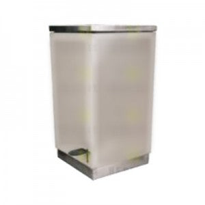 Bote para basura de pedal MSI de lámina de acero esmaltada, color gris, con pedal y tapa, marca Beracah Medica