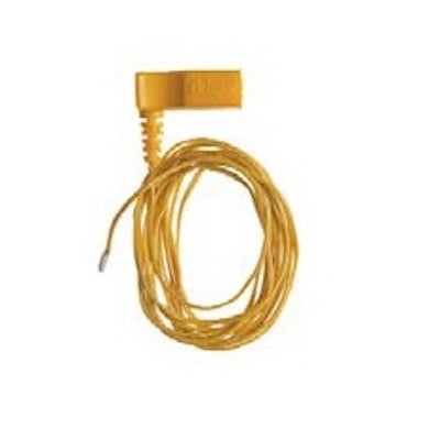 Sonda de temperatura cutánea ThermoTrace de Beracah Medica, desechable, amarilla, con bolsa de 5 piezas, vista en la imagen