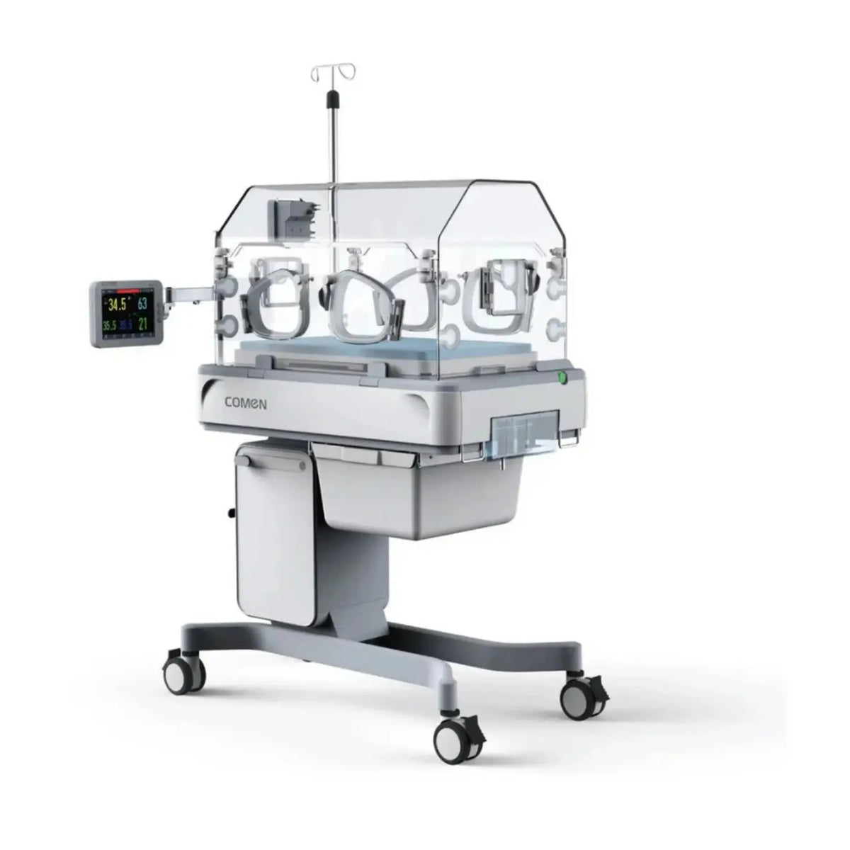 Incubadora neonatal básica con pantalla de 8 pulgadas de la marca Beracah Médica, diseñada para cuidado neonatal.