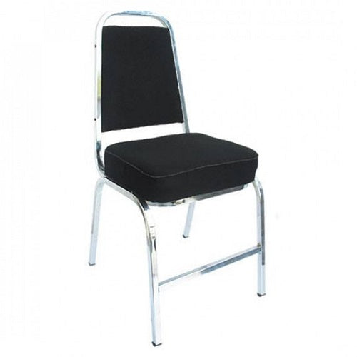 Silla cromada para sala de espera y paciente de la marca Beracah Medica, con asiento y respaldo acolchados en la imagen.