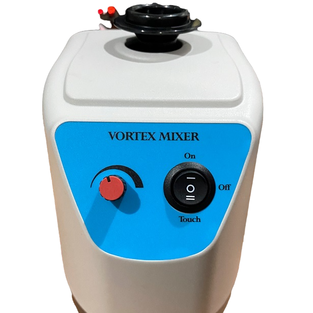 Agitador Vortex VM8 de Beracah Médica, dispositivo de laboratorio con motor compacto y control de velocidad ajustable.