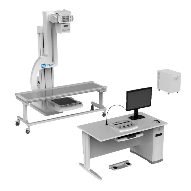 Equipo de Rayos X digitales Beracah Medica modelo SLA-200 con detector dinámico para radiografía fija.