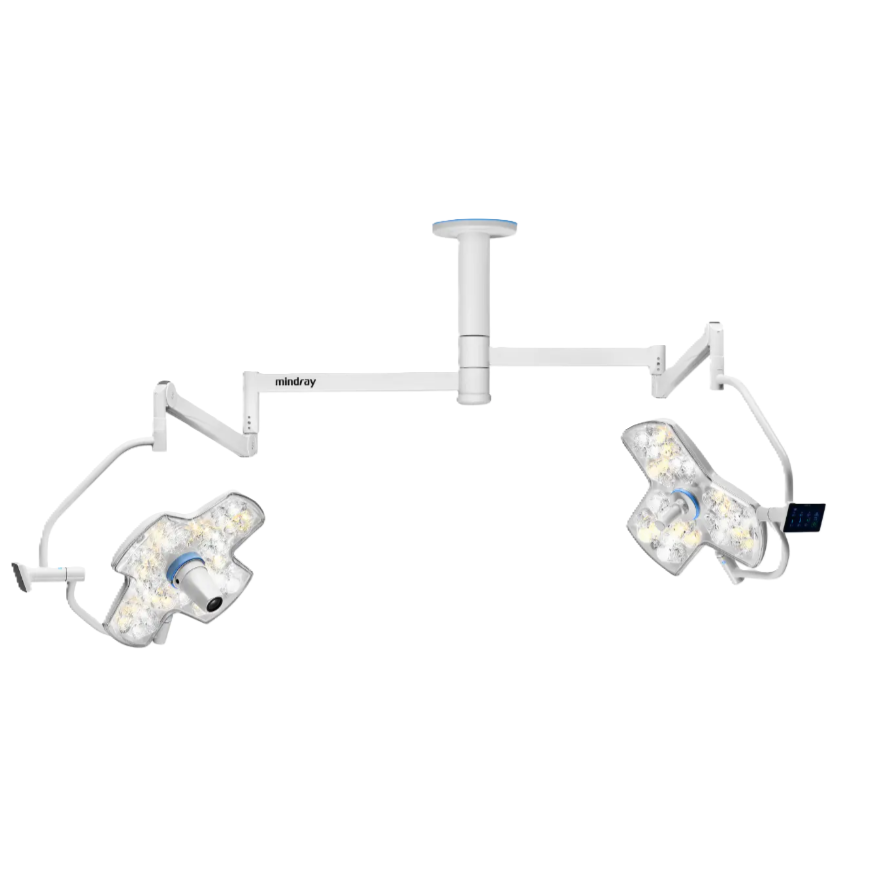 Lámpara de quirófano doble LED HyLED C5 de Beracah Médica con 160,000 luxes, iluminación brillante para cirugías.