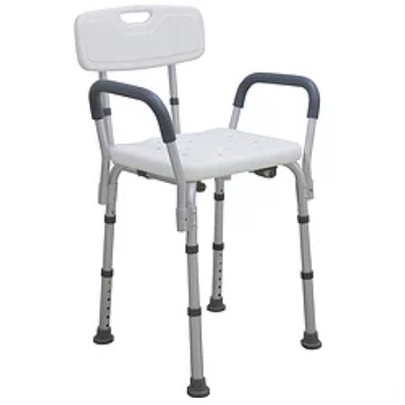Silla para ducha en aluminio Beracah Medica, modelo 12445KD-2, con asiento y estructura resistente para baño.