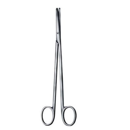 Tijeras Metzenbaum recta aguda de 18cm de la marca Beracah Medica, con hojas afiladas y mango ergonómico para cirugía.