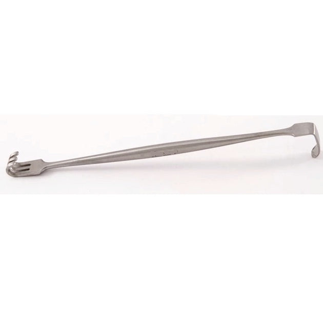 Separador Senn Beracah Medica con 3 garras romas, de 16 cm, utilizado para separación y alineación en aplicaciones médicas.