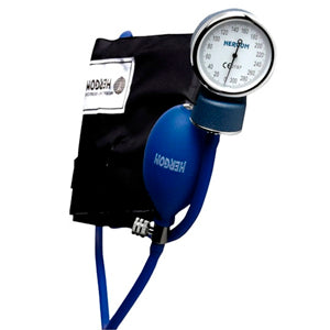 Baumanómetro aneroide adulto Beracah Médica, monitor de brazo negro con dial analógico para medición de presión arterial.