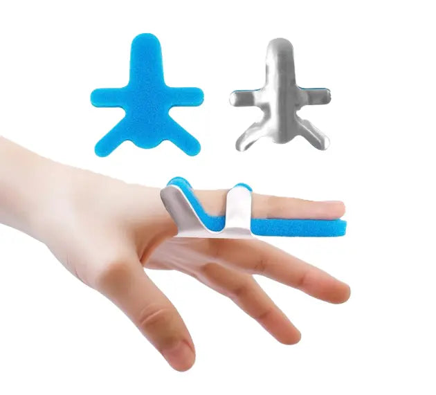 Férula de aluminio para dedo tipo rana de la marca Beracah Medica, diseñada para inmovilización y soporte de dedos.