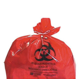 Bolsa de polietileno de baja densidad 30x40 cm, 2.5 kg, color rojo, para residuos biológicos, marca Beracah Medica.