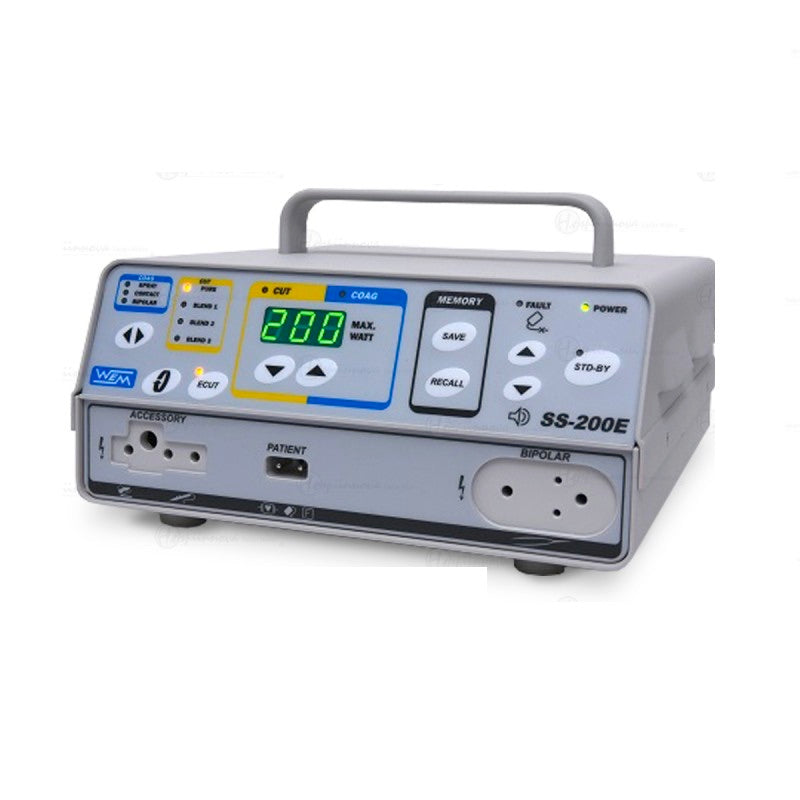 Unidad de electrocirugía Beracah Medica SS-200E con bisturí electrónico microprocesado de 200 watts, pantalla y controles.