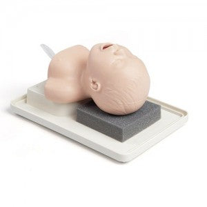 Maniquí de cabeza de intubación neonatal de Beracah Medica, para entrenamiento en vía aérea neonatal.