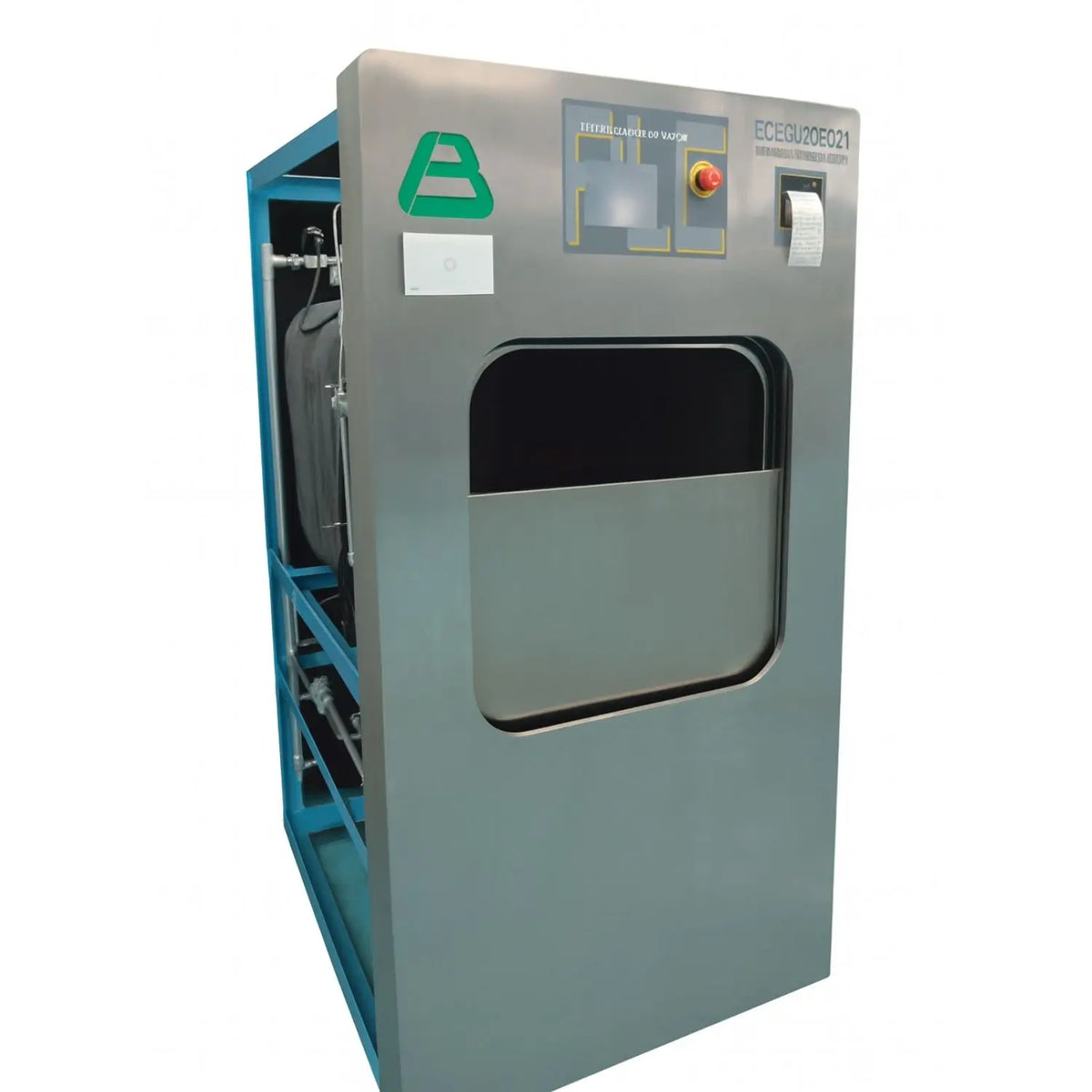 Autoclave de vapor autogenerado Beracah Medica con doble puerta deslizable y capacidad de 420 litros, en color gris.