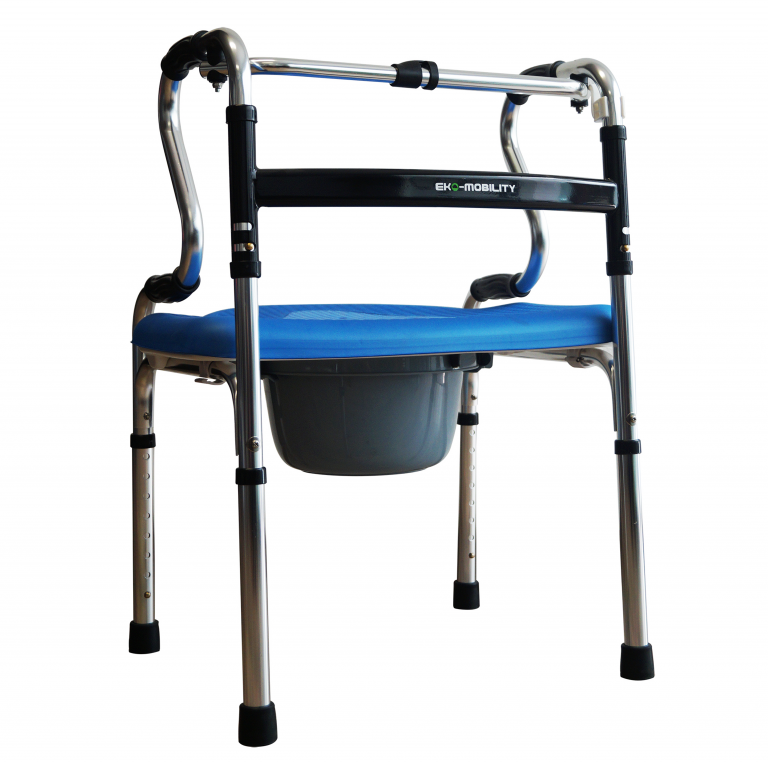 Andadera multifuncional 5 en 1 de Beracah Medica, con estructura y ruedas, diseñada para soporte y movilidad segura.