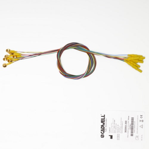 Electrodo copa de oro para EEG de 10 mm de diámetro y 152 cm de largo, entrada de 2 mm, paquete con 10 unidades, Beracah Medica