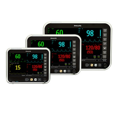Monitor para paciente Beracah Medica 15" EFFICIA CM150 con ECG, temperatura, SpO2, IBP, etCO2 y CO para signos vitales.